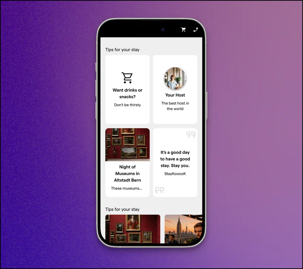 Tips, offers and recommendations in the guest app